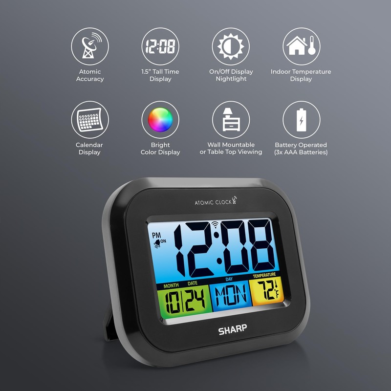 Digital Alarm Clock with LCD Display – Always-On Backlight, Adjustable