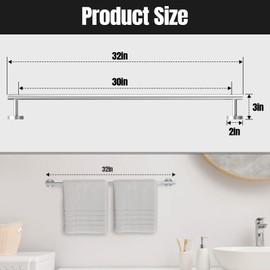 USATURE Brushed Nickel Towel Bar, 30 Inch Towel Rack for Bathroom Wall-Mounted, SUS304