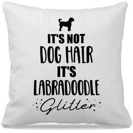 Nogrit It's Not Dog Hair It's Labradoodle Glitter Throw Pillow Cover 18x18 Inch Funny Dog Themed Decor for Home Bedroom Living Room Girls Room,Gifts for Dog Lovers Labradoodle Mom Girls Women