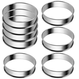 ZEONHEI 8 Stück 10,5cm Tortenring Backringe aus Edelstahl, Dessertringe Kuchenring Klein, Runde Muffinringe, Crumpets Ringe Rund Tartelette Förmchen für Kochen und Backen, 2,5cm hoch, Silber