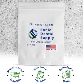 Sonic Dental Supply 500 - CLEAR  1/4 Inch 4.5oz  ORTHODONTIC LATEX FREE ELASTIC -BRACES RUBBER BANDS