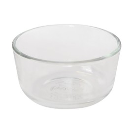 Pyrex (2) 7202 1-Cup Glass Bowls & (2) 7202-PC 1-Cup Red Lids