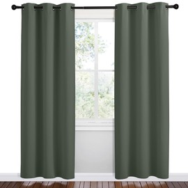 NICETOWN NICETOWN Blackout Curtain Panels, Dark Mallard, 1 Pair, 42 by 78-Inch, Home Decoration Thermal Insulated Solid Grommet Blackout Drape for Dining Room