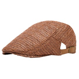Straw Hat Men Flat Cap UK Casual Newsboy Hat Vintage Beret Summer UV Protection Grandad Fathers Day Outdoor Duckbill Ivy Cap