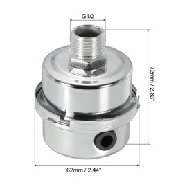 PATIKIL G1/2 Air Compressor Silencers Filter, 2 Pack Noise Reduction Intake Muffler for Generators, Blowers, Exhaust Ports, Silver Tone, White