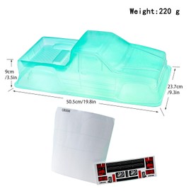 Bnineteenteam 313mm Wheelbase Car Shell, Plastic RC Car Body with Sticker for 1/10 RC Crawler Truck (Type 1)