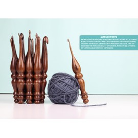 Mars Exports 13 Pieces Premium Wooden Crochet Hooks, Crochets Hooks Set for Knitting and Crocheting - Rosewood Knitting Needles (2)