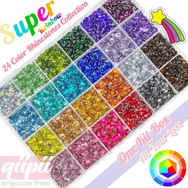 qiipii 24 Color 5mm Crystal Resin Rhinestones w B7000 Glue for Bedazzling Crafting SS20 Flatback Stones Colorful Gems Diamonds Charms for Tumblers Bottles Crafts Clothes Shoes Nails Eyes Face Makeup