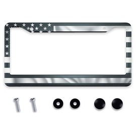 Smooffly Black American Flag License Plate Frame, American Flag Car Tag Frame, United States Flag License Plate Frame 12.2 x 6.3 Inch