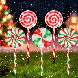 VERLIAN Christmas Lollipop Pathway Lights-Solar Powered 5 Pack Outdoor Garden Colorful Landscape Lighting Solar Path Lights Xmas Candy Cane Waterproof Decorative Lights Decorations Outside Yard