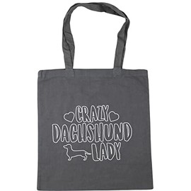 Hippowarehouse Crazy Dachshund lady dog Tote Shopping Gym Beach Bag 42cm x38cm, 10 litres