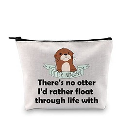 JXGZSO Otter Makeup Bag There's No Otter I'd Rather Float Through Life With Makeup Pouch Funny Otter Gift Otter Lover Gift