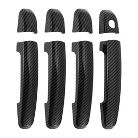 Partuto Car Door Handle Cover Trim - Car Side Door Handle Cover - for Suzuki Swift 2005-2017 Carbon Fiber Black - 1 Set with Hole