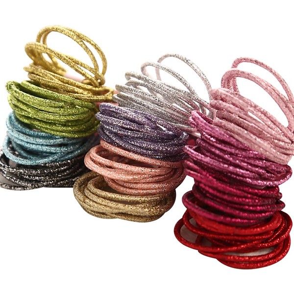 200 Pieces Glitter Ponytail Holders Ponytail Holders Multicolor No Metal