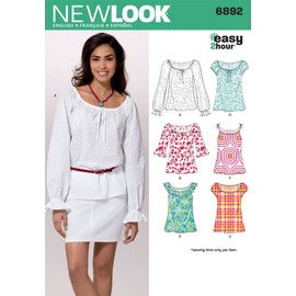 New Look Sewing Pattern 6892: Misses Tops, Size A, A (6-8-10-12-14-16)