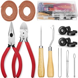 Glove Relacing Kit for Baseball or Softball Mitts Baseball Glove Care Kit Includes 2 Strips 78.74 inch Baseball Glove Lace Drawstring Threader, 4 Pcs Glove Locks 5 Pcs Lacing Tools with Box(Tan)