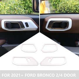 RERPRO Inner Door Handle Scratch Protector Cover Frame Trim Compatible with 2021 2022 2023 2024 Ford Bronco Interior Accessories Door Switch Handle Decoration Sticker Decor Decal 4 Pack White