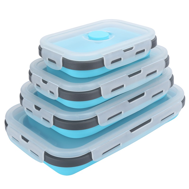4Pcs/Set Silicone Lunch Box Collapsible Food Storage Container Bento Box