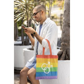 rainUP LGTBI Tote Bag, Gay Pride, Environmentally Friendly, 100% Natural Cotton, Reusable and Durable, Ideal for Shopping, Beach, Handbags for Daily Use, Unique, rainbow
