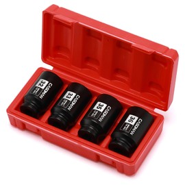 CASOMAN 1/2'' Drive Deep Spindle Axle Nut Impact Socket Set, 6 Point, CR-MO,32,33,35,36mm, 4PC 1/2-Inch Impact Socket Set, Heavy Duty Use In Removing And Installing Axle Nuts