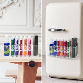 VieFantaisie Acrylic Magnetic Dry Erase Marker Holder, 10 Slots Clear Magnetic Marker Pen Holder, Magnet Storage for Whiteboard Office, School, Home, Pen,Eraser,Cleaner Not Included, 2PCS