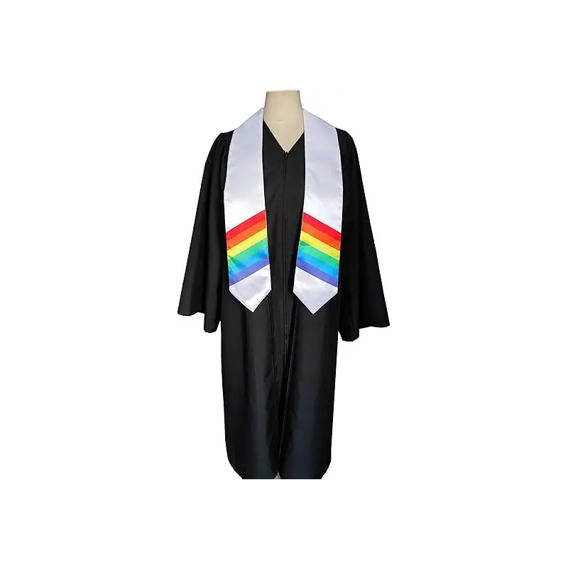 Rainbow Graduation Stole Adult Length 60"Size: 60", Color: White