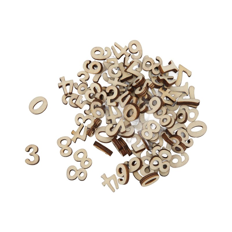 100 Pieces Wooden Numbers Density Board Natural No Burr Safe