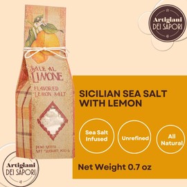 ARTIGIANI DEI SAPORI - All-Natural Sicilian Unrefined Sea Salt Infused with Lemon, 7 oz