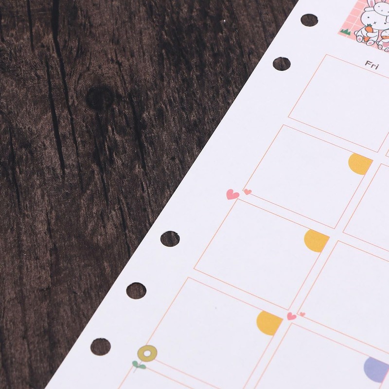 NUOBESTY A5 Refill Paper Colourful Monthly Planner Refills 6 Ring