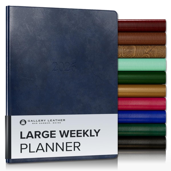 Gallery Leather Large Weekly Monthly Planner 2026, Elegantly Bound Calendar