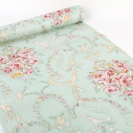 BESTERY Vintage Floral Adhesive Paper Vinyl Shelf Liner Peel Stick Dresser Drawer Sticker Home Deco 17.7inch by 118inch (Multi-Flower3)