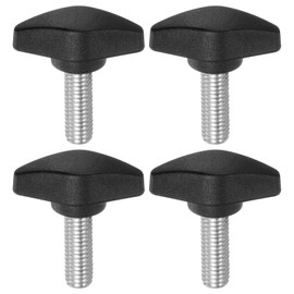 sourcing map 4pcs Tee Wing Knobs Thumb Screws M8 x 20mm Standard Male Thread Plastic T Knobs Handles Hand Clamping Knobs Grip Thumbscrew, Black