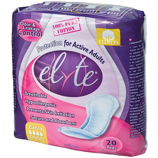 Elyte Light Cotton Incontinence Pads - Xtra - 20 Count (Pack of 1)