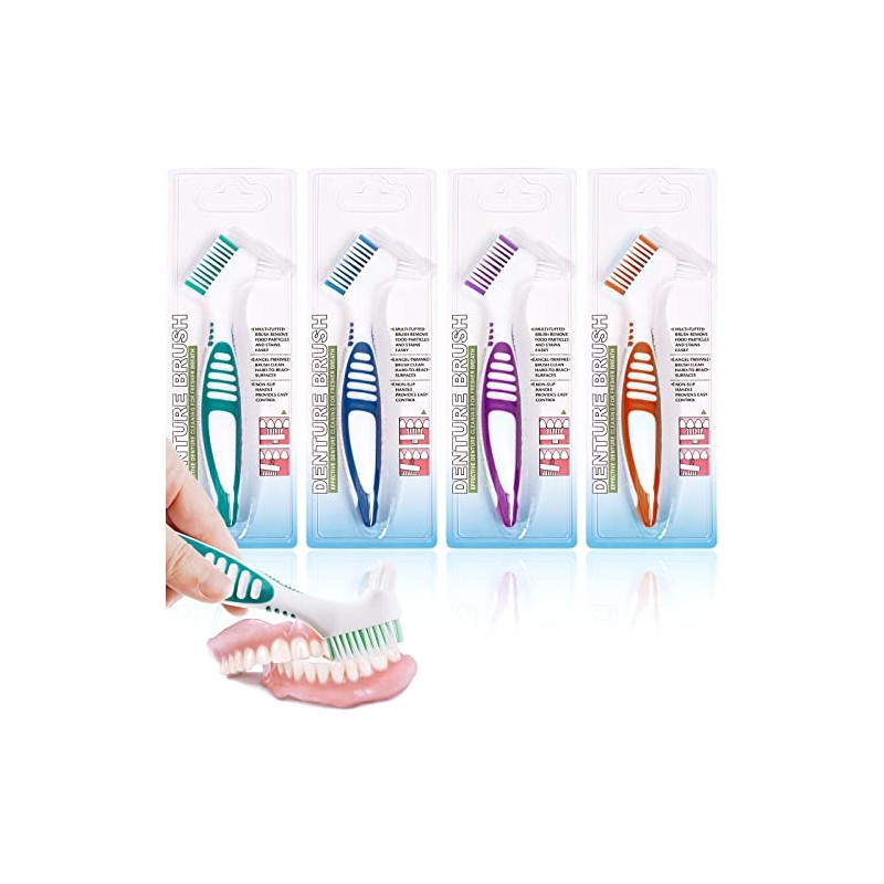 Cepillo para Dentaduras Postizas, Paquete de 4 Cepillos de Limpieza,
