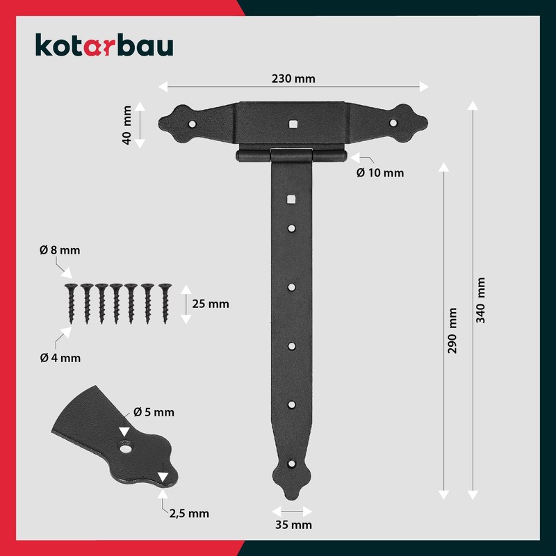 KOTARBAU® Set of 2 Cross Hinges 300 mm Shutter Hinge