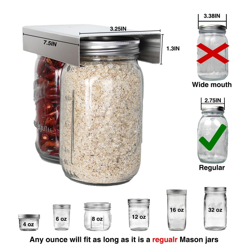 lopeztek Mason Jar Organizer Holder Rack for Food Storage, Under