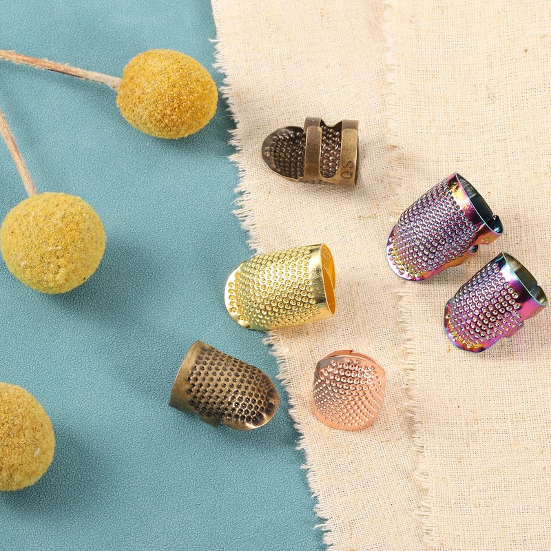 sourcing map Sewing Thimble Finger Protector, 4 Pcs Metal Finger