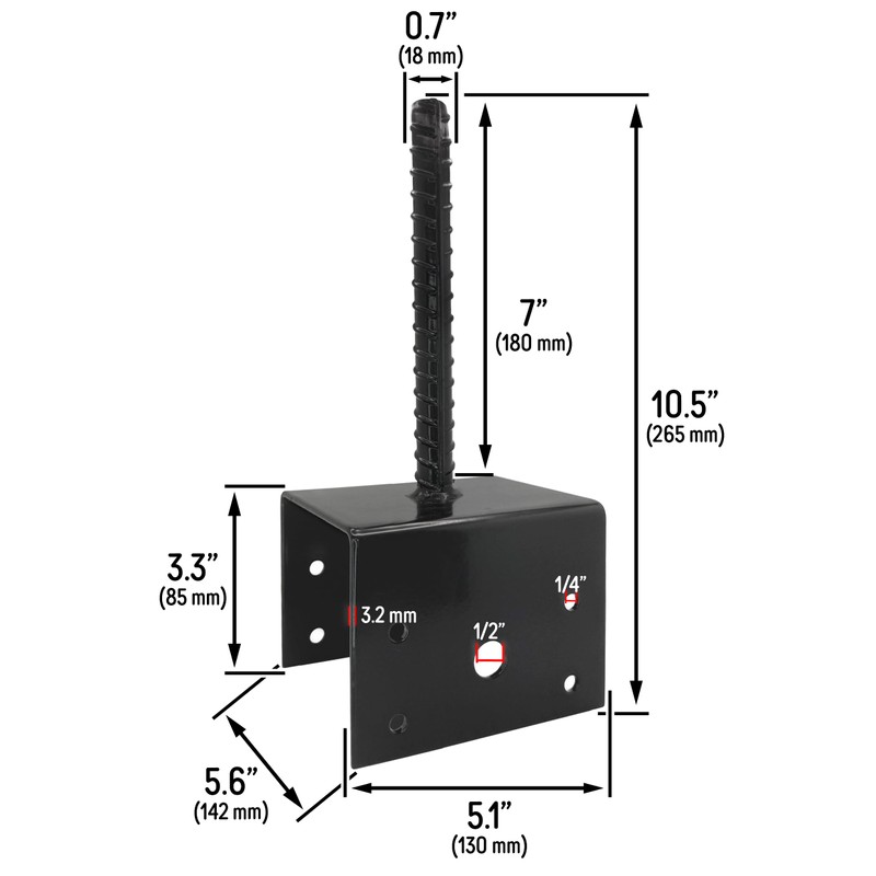 U Shaped 6x6 Deck Post Concrete Anchor Spike, Fence Post