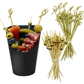 CAMKYDE [100 cups + 200 picks] 100 Pcs Charcuterie Cups with 200 Pcs Cocktail Picks (14oz, Black)