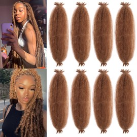 Samtress Springy Afro Twist Hair 24 Inch 8 Packs Pre-Separated Kinky Marley Twist Braiding Hair for Distressed Faux Locs Spring Twist Hair Extensions for Black Women (#27)