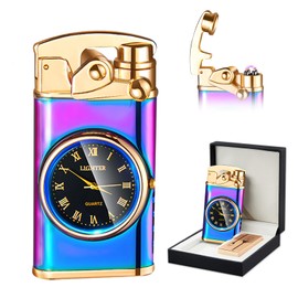 SKRFIRE Electric Lighter, Plasma Lighter, Electric Arc Lighter, Windproof Lighter, Metal Lighter Luminous Real Watch dial LED Lighting (Color)