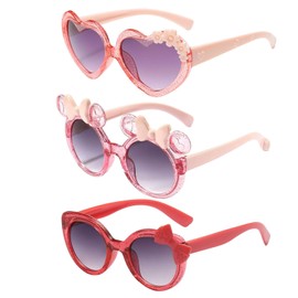 XcnPer 3 Pcs Toddler Sunglasses, Kids Sunglasses Girls, Outdoor UV Protection, Suitable for Kids Beach, School, Shopping, Party, Travel