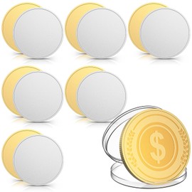 weparmeety 12 Pcs Blank Challenge Coin, Engraving Blanks Coins Threaded Edged 40 mm with Acrylic Protection Box Laser Engravable Pattern for DIY Crafts Commemorative Collection