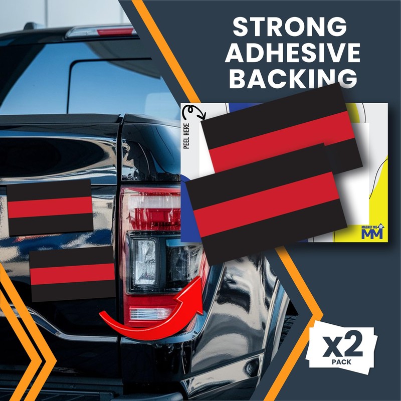 Thin Red Line Flag Adhesive Decal Stickers, 3x5 inches, 2