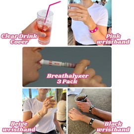 Drink Check Wristband Roofie Test by Xantus | Spiked Drink Bracelet Tester Detects GHB Within 10 Seconds Test Your Drink | Spiking Protection Detector Made in USA | (2 Beige Wristbands 8 Tests)