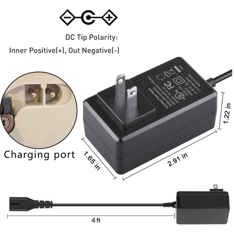 GizMac 12.6v 3a 2prong Charger Adapter for Wybot Osprey 200