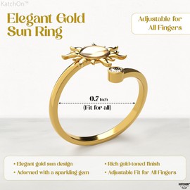 KatchOn, Elegant Sun Fidget Ring Women – Adjustable, 0.7 Inch | Sunflower Fidget Spinner Ring | Anxiety Ring for Stress Relief | Sunflower Gifts for Women | Gold Jewelry | sunflower Rings for Women