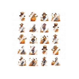 Autumn Fall Scarecrow Nail Art Decals - Waterslide Nail Decals