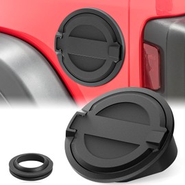 SOENBOO Aluminum Fuel Filler Door Gas Tank Cap Cover Locking Compatible with 2018-2025 Jeep Wrangler JL Unlimited Accessories (Black)