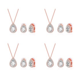 4/6 Set of Bridesmaid Jewelry Set for Wedding Bridesmaid Earrings and Necklace Sets for Women Bridesmaid Gifts from Bride Wedding Accessories Bridesmaid Proposal Gifts, Copper, Cubic Zirconia